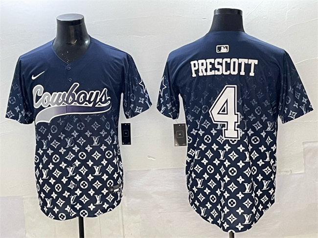 Men's Dallas Cowboys #4 Dak Prescott Navy Limited Stitched Baseball Jersey